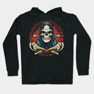 Grim Reaper Tattoo - Embrace the Shadows with Death's Embrace Ink Hoodie